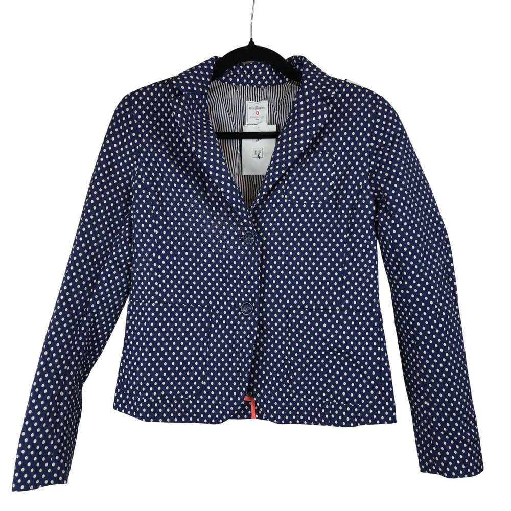NWT Gap The Academy Blazer Womens‎ Navy White Polka Dot Blazer Size 0 Preppy